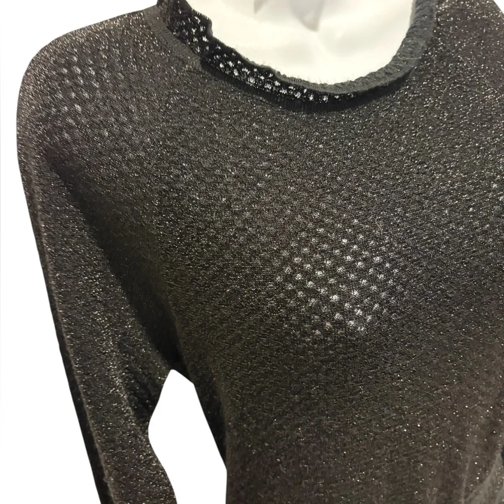 TORY BURCH Isabelle Long Sleeve Metallic Fit & Flare Dress Black Size Small